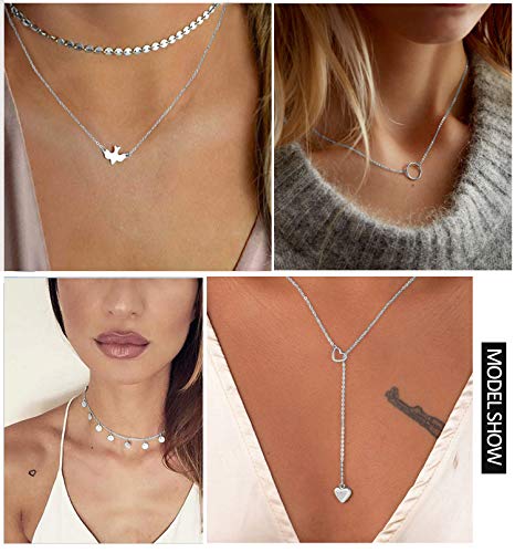 Honsny 20PCS 14K Gold Plated Choker Necklaces for Women, Dainty Gold Diamond Coin Pearl Pendant Simple Chain Necklace Set Cute Gold Layered Necklaces for Women Teen Jewelry Gifts - Image 2