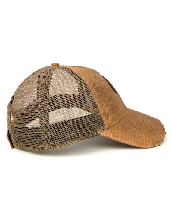 AAPE Moonface logo distressed denim cap