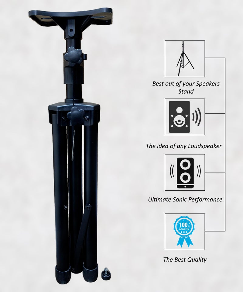 KH DJ PA Speaker Stand - Adjustable Height Professional Tripod Studio Monitor Stand - Heavy Duty - Image 2