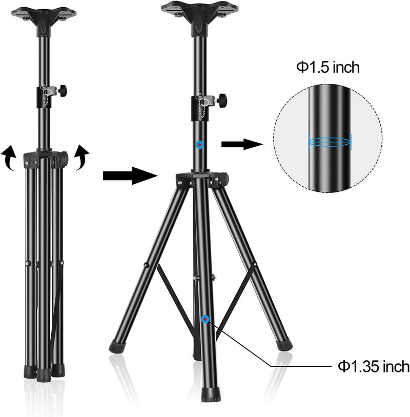 KH DJ PA Speaker Stand - Adjustable Height Professional Tripod Studio Monitor Stand - Heavy Duty - Image 4