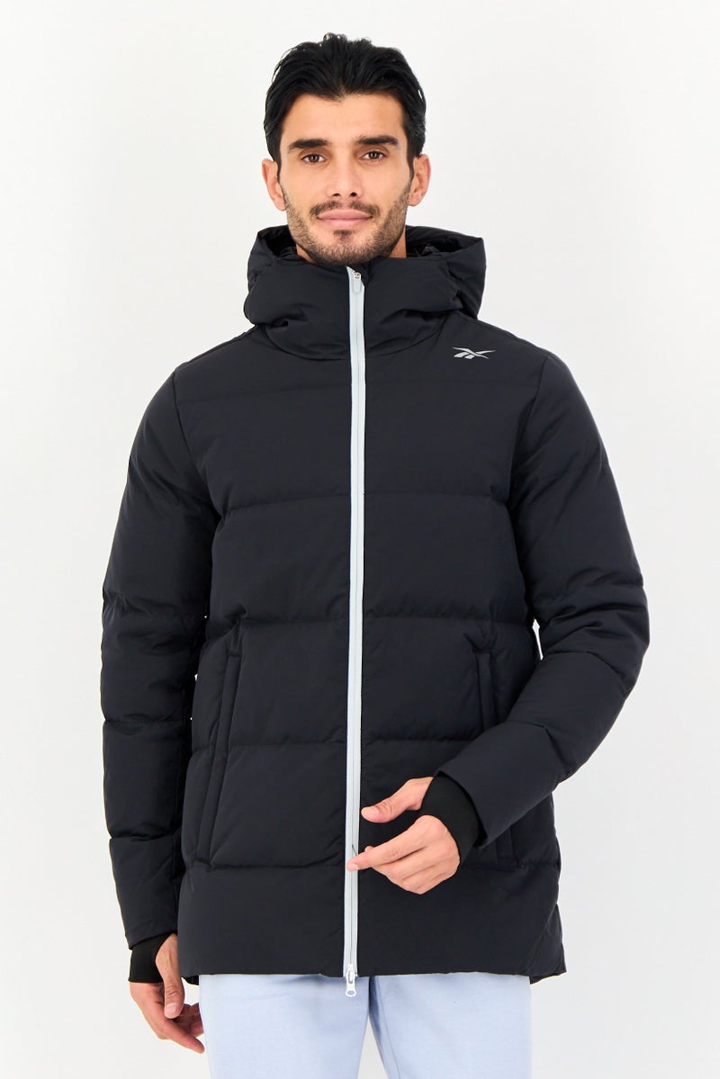 Reebok Men Brand Logo Outdoor Puffer Jacket, Black - Image 1