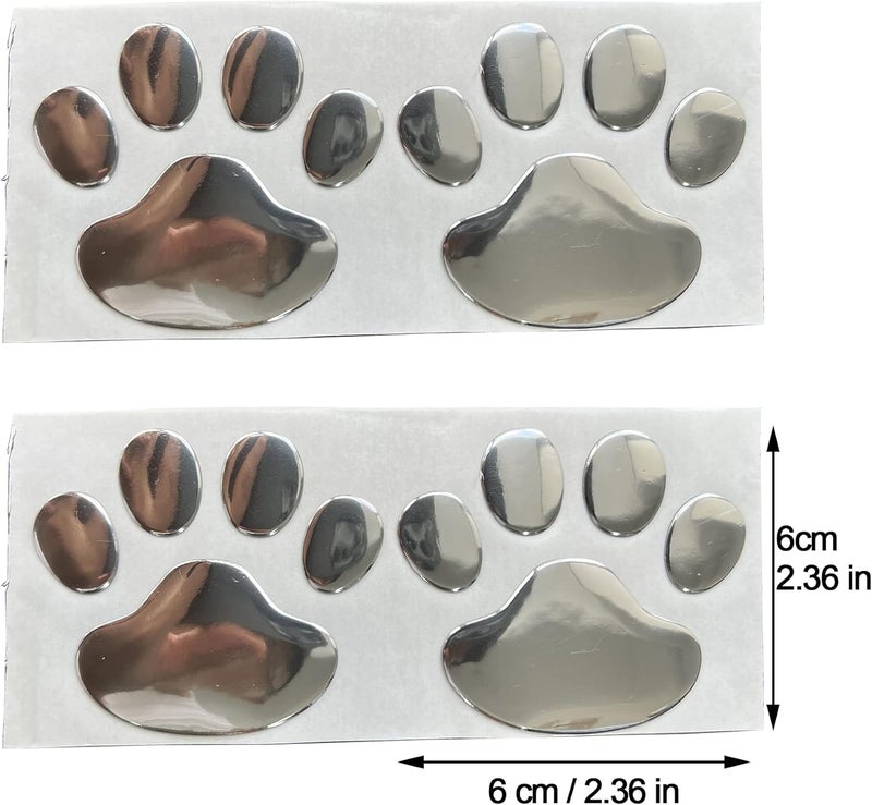 LZLRUN 3D Chrome Dog Paw Footprint Sticker Decal Auto Car Emblem Decal Decoration (Silver) - Image 2