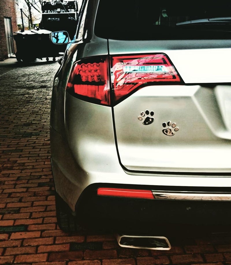 LZLRUN 3D Chrome Dog Paw Footprint Sticker Decal Auto Car Emblem Decal Decoration (Silver) - Image 4