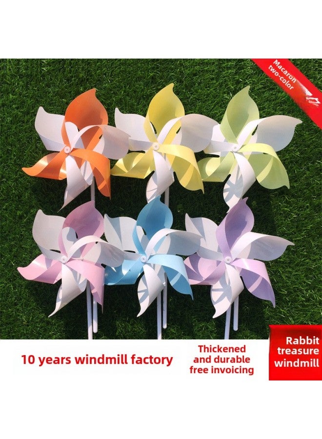 Plastic Cherry Blossom Internet Red Macaron Windmill Dance Props Handheld Wooden Pole Rotating Kindergarten Color Outdoor-Color:Five-leaf Pure And Elegant Lotus-Specifications:10 Pieces (comes With Desktop Suction Cup And Rod  - Image 5