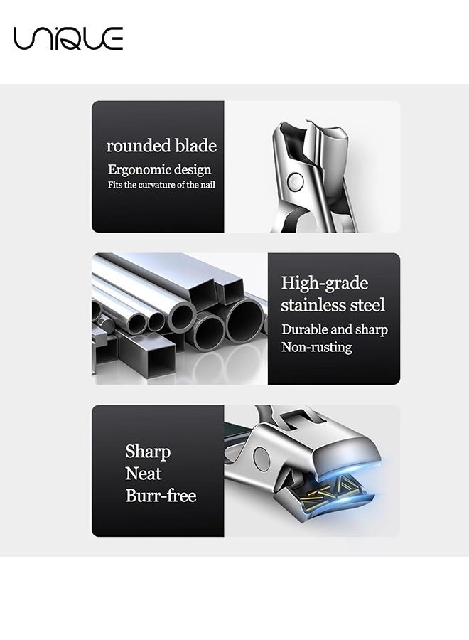 Unique 2 Pcs Nail Clippers - Mess Free Nail Clippers for Men & Women - Ultra Sharp Finger Nail and Toe Nail Clipper Set for Thick Toenails with File - Green/Silver - Image 3