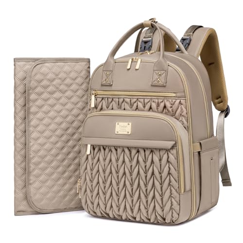 Tealari Diaper Bag Backpack,Stylish Baby Diaper Bag,Waterproof Travel Diaper Backpacks Baby Bags with Changing Pad,Stroller Straps,Insulated Pockets (Khaki) - Image 1