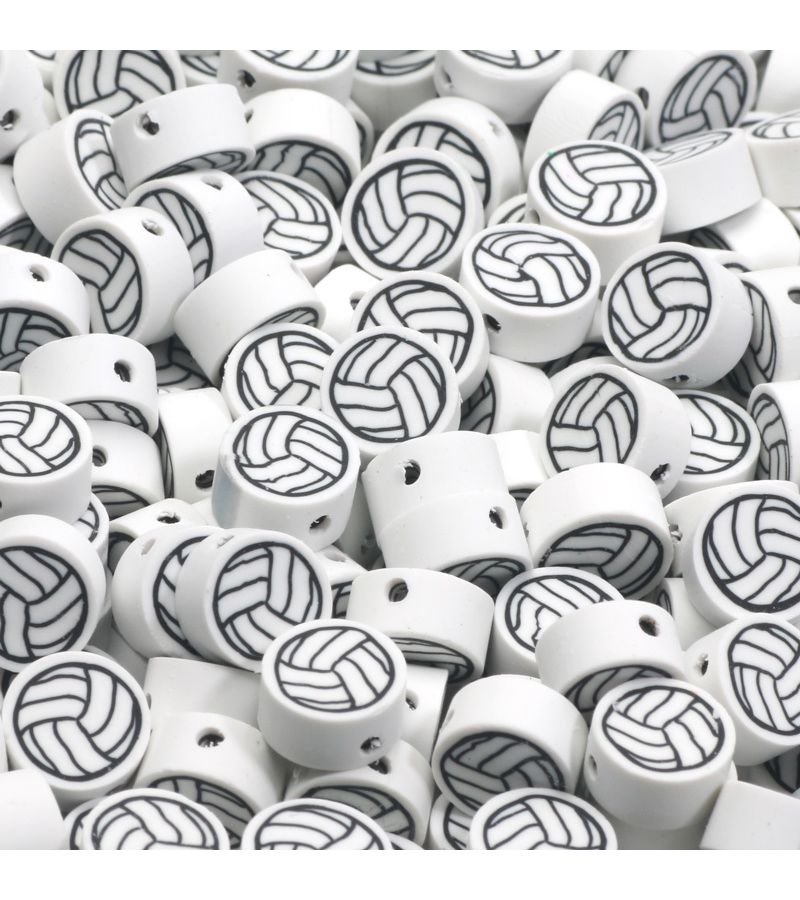 200pcs Black White Sport Polymer Clay Beads 10mm For Jewelry Making DIY - Image 1