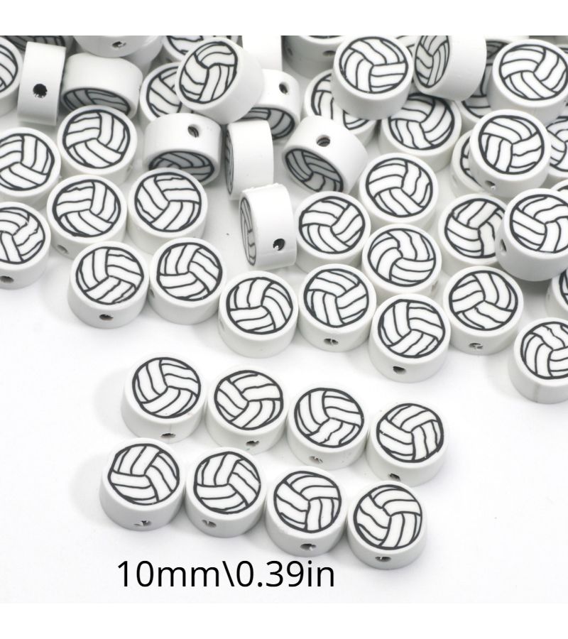 200pcs Black White Sport Polymer Clay Beads 10mm For Jewelry Making DIY - Image 2