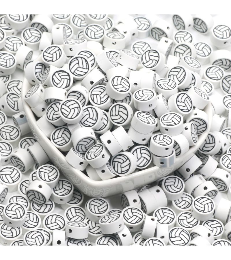 200pcs Black White Sport Polymer Clay Beads 10mm For Jewelry Making DIY - Image 5
