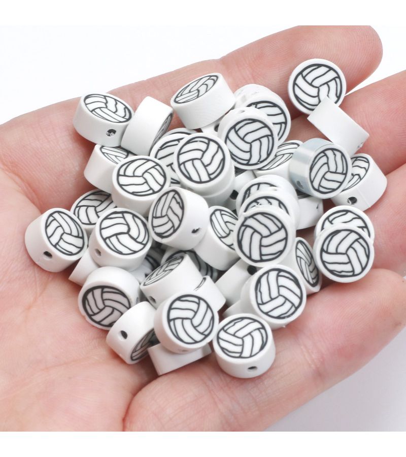 200pcs Black White Sport Polymer Clay Beads 10mm For Jewelry Making DIY - Image 3
