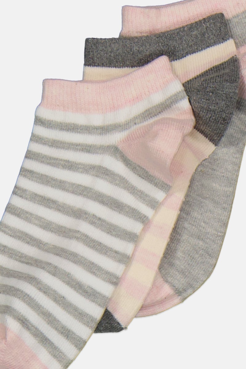 XOXO Kids Girl 3 Pairs Stripped Socks, Pink  - Image 2
