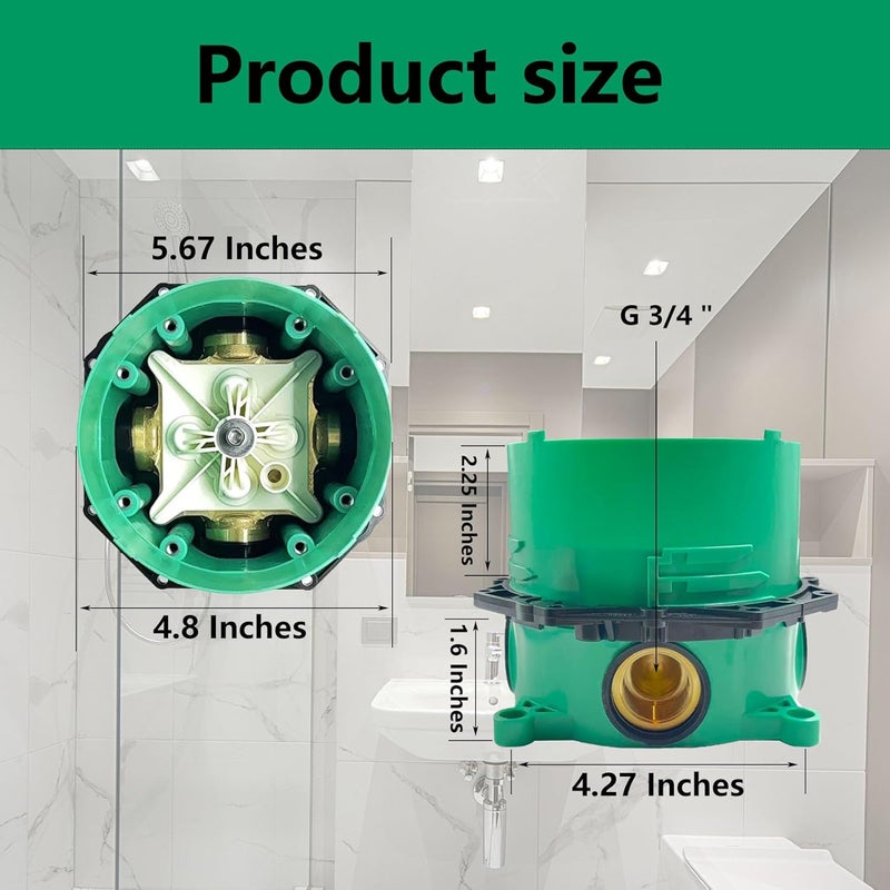 Wanyous صندوق iBox لصمام تركيب دش hansgrohe، صمامات تحويل دش لـ 01850181 مع تحكم في الحجم وتوازن الضغط، صمام دش عالمي بقطر 3/4 بوصة لصندوق iBox من hansgrohe - Image 2