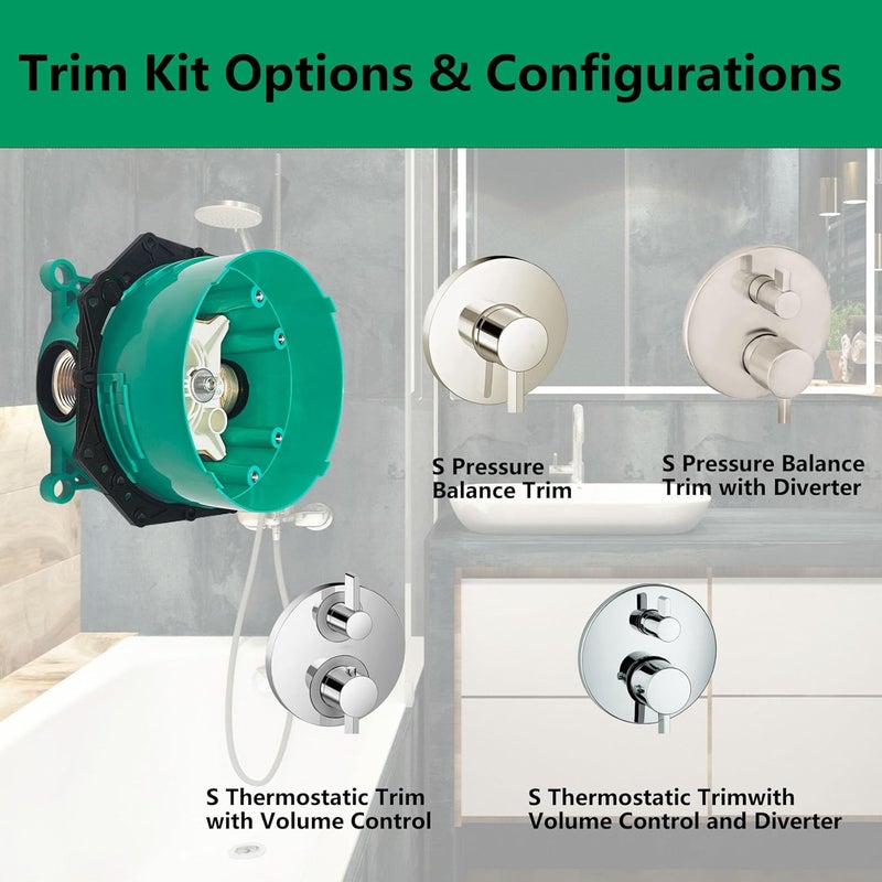 Wanyous صندوق iBox لصمام تركيب دش hansgrohe، صمامات تحويل دش لـ 01850181 مع تحكم في الحجم وتوازن الضغط، صمام دش عالمي بقطر 3/4 بوصة لصندوق iBox من hansgrohe - Image 3