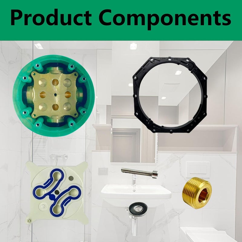 Wanyous صندوق iBox لصمام تركيب دش hansgrohe، صمامات تحويل دش لـ 01850181 مع تحكم في الحجم وتوازن الضغط، صمام دش عالمي بقطر 3/4 بوصة لصندوق iBox من hansgrohe - Image 4