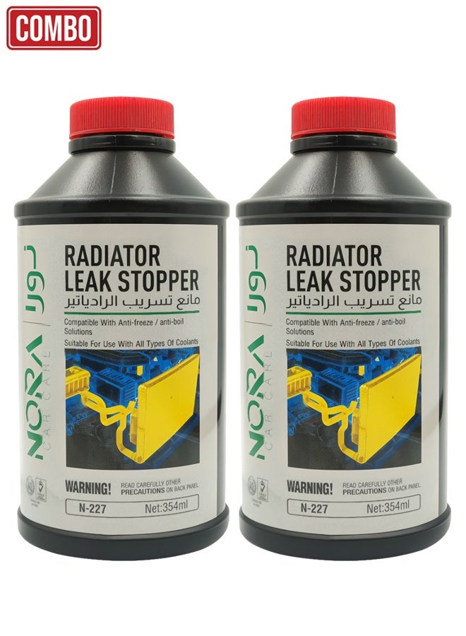 Nora 2-Piece Combo Radiator Leak Stopper 354ml – Quick Cooling System Sealant for Cars & Trucks, Stops Radiator, Hose & Water Tank Leaks, Compatible with All Coolants & Anti-Freeze, Protects Against Corrosion and Overheating - N-227 - Image 1