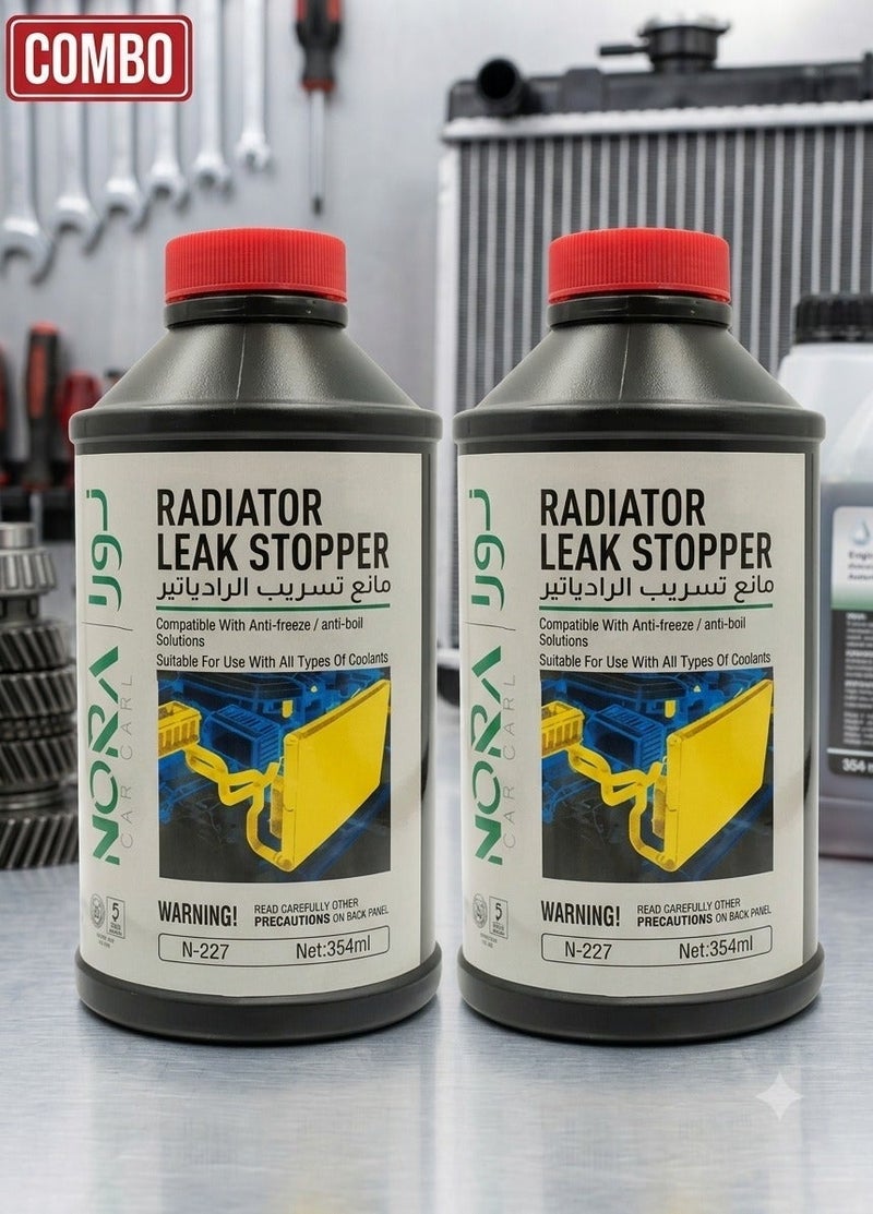 Nora 2 Combo NORA Radiator Leak Stopper 354ml , Anti-Leak Coolant Solution, Radiator Repair Liquid, Compatible with All Vehicle Coolants, Anti-Boil & Anti-Freeze Engine Protection, Automotive Radiator Maintenance, Engine Cooling Additive N-227 . - Image 1