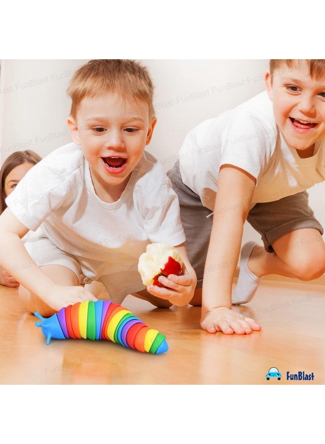 فنبلاست ألعاب FunBlast Slug - ألعاب Slug Fidget الصغيرة، ألعاب أطفال، ألعاب حسية للأطفال، لعبة تصدر أصوات نقر، لعبة مفاصل مرنة قابلة للتمدد للقلق والتوحد، ألعاب Slug Fidget (عبوة من قطعتين - عشوائية) - Image 5
