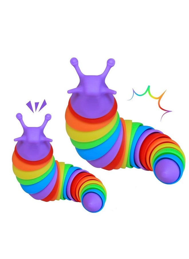 فنبلاست ألعاب FunBlast Slug - ألعاب Slug Fidget الصغيرة، ألعاب أطفال، ألعاب حسية للأطفال، لعبة تصدر أصوات نقر، لعبة مفاصل مرنة قابلة للتمدد للقلق والتوحد، ألعاب Slug Fidget (عبوة من قطعتين - عشوائية) - Image 1