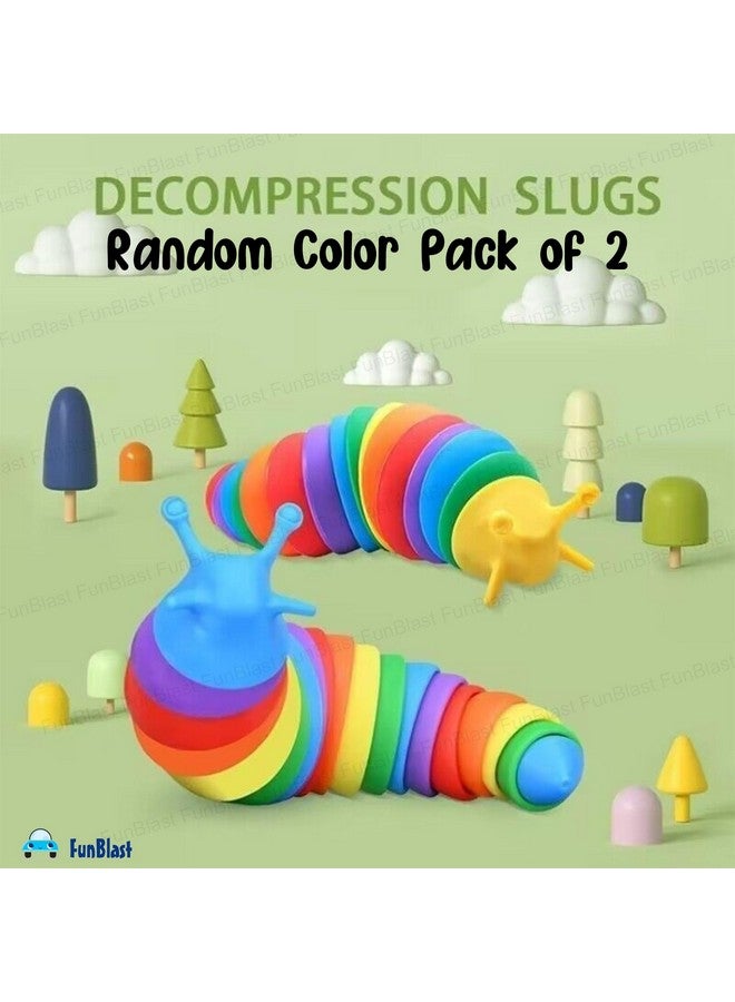 فنبلاست ألعاب FunBlast Slug - ألعاب Slug Fidget الصغيرة، ألعاب أطفال، ألعاب حسية للأطفال، لعبة تصدر أصوات نقر، لعبة مفاصل مرنة قابلة للتمدد للقلق والتوحد، ألعاب Slug Fidget (عبوة من قطعتين - عشوائية) - Image 3