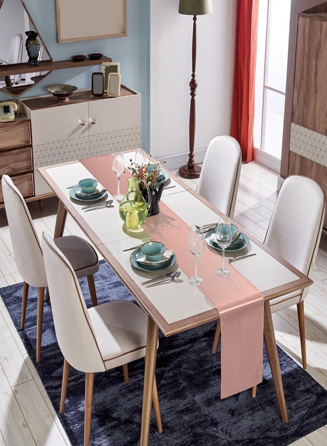 BDDC مفرش طاولة BDDC ذهبي وردي 12 × 108 بوصة - عبوة من 12 مفرش طاولة من الساتان، مفرش طاولة ناعم للحفلات وحفلات الزفاف والمآدب وأعياد الميلاد - Image 5