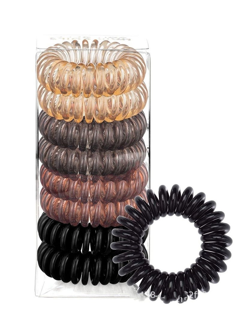 ORiTi 8 Pcs Spiral Hair Ties for Women - Waterproof Ponytail Holders for Teens Stylish  Hair Ties for Thick Hair  - Image 1