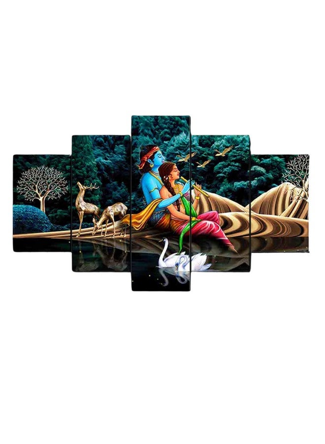 AlertEra Industries AlertEra Wall Paintings | Wooden Wall Art for Bedrooms | Radhe Krishna Art Wall Sculpture | Office Decor | Hotel Artwork |wall painting for living room| 5-Piece Set | 17x30 | Blue - Image 1