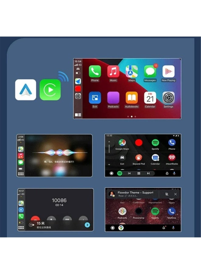 كيبول محول وايرلس أندرويد أوتو وكار بلاي 2 في 1 من سلكي إلى لاسلكي USB Dongle لهواتف آيفون iOS 10+/أندرويد 11+ - Image 4