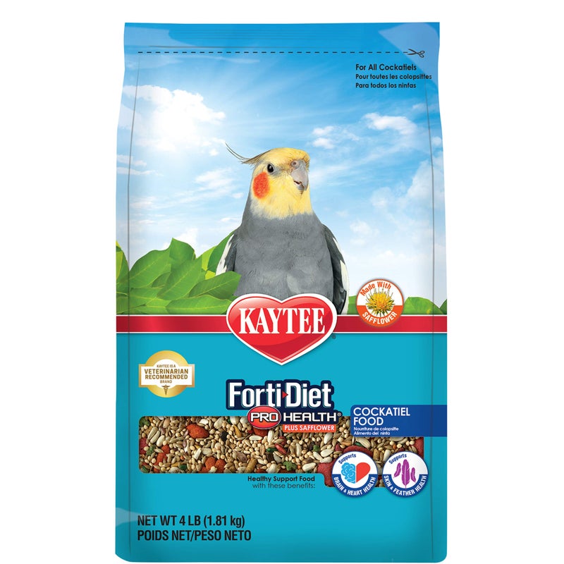 Kaytee Forti-Diet Pro Health+Safflower Nourish+Protect Cockatiel Food, Supports Breeding and Molting, Nutrition Backed by Science, Digestive and Brain Health, 4 pounds - Image 1