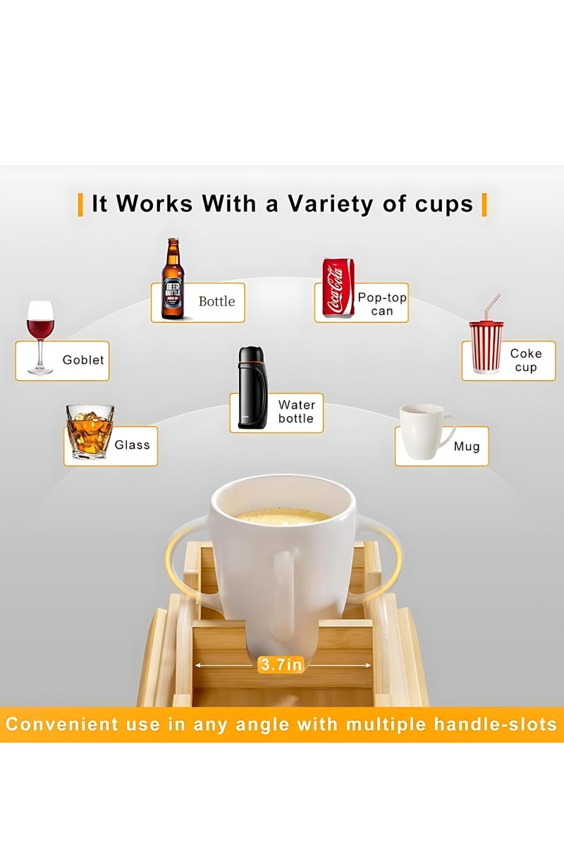 Generic Solid Wood Foldable Sofa Armrest Tray Shelf with Cup Holder & Anti-Slip Design, Multi-Functional Couch Side Table for Home, Family Gatherings & Entertaining  - Image 5