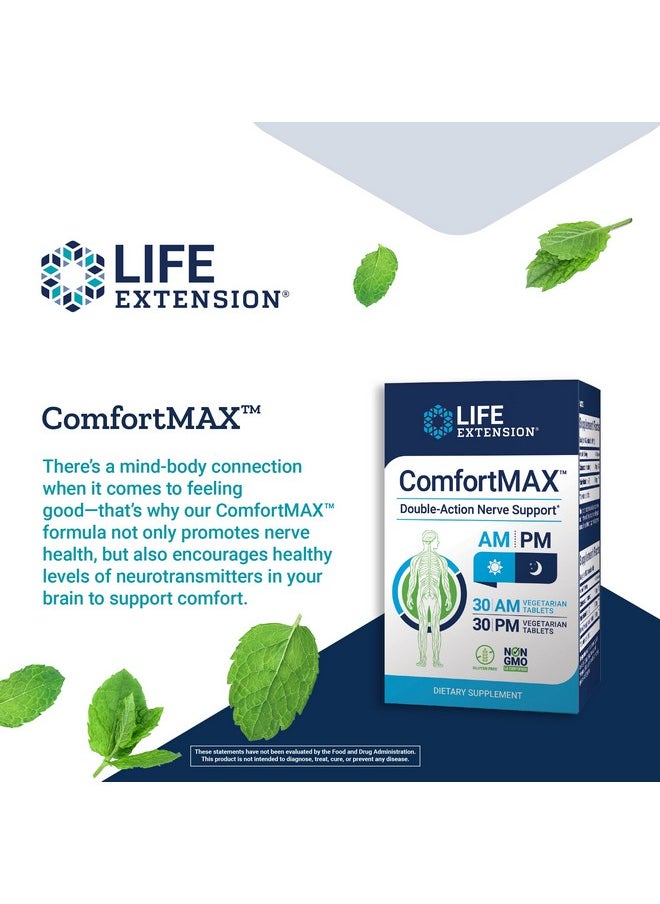 Life Extension - Comfort Max Honokiol And Pea Supplement For Inflammation Management Nerve Support And Discomfort Relief Glutenfree Nongmo Vegetarian 30 Am And 30 Pm Tablets - Image 1