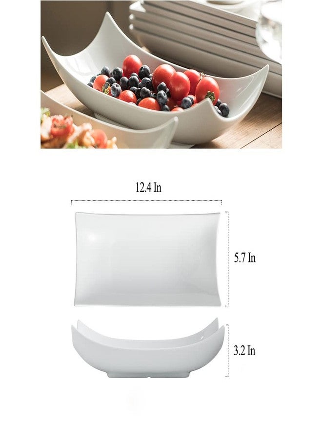 Gomakren Serving Platters Serving Bowls Set Turkey Serving Platter Porcelain Serving Dishes For Entertaining Special Curved Deep Large Thanksgiving Dishes Gifts Set of 3 White 12 Inch - Image 5