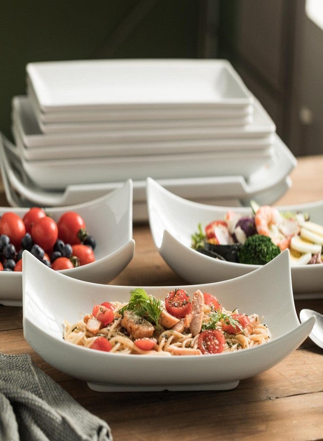 Gomakren Serving Platters Serving Bowls Set Turkey Serving Platter Porcelain Serving Dishes For Entertaining Special Curved Deep Large Thanksgiving Dishes Gifts Set of 3 White 12 Inch - Image 2
