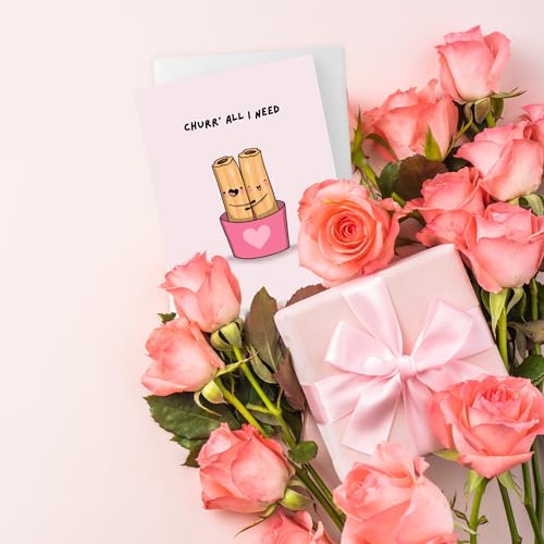 ALY LOU Funny Anniversary & Birthday Card – Punny Greeting Card Blank Inside, Cute & Perfect for Couples, Him, Her, Husband, Wife, Girlfriend, Boyfriend (Churr’ all I need (Churros)) - Image 5