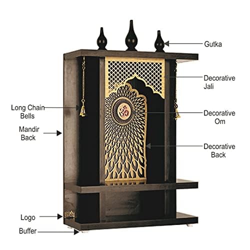CREATA IMPEX CREATA IMPEX Religious Royal Home Wooden Temple with LED Light Decorative Designer Back for Temple Home  - Image 3
