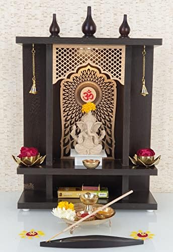 CREATA IMPEX CREATA IMPEX Religious Royal Home Wooden Temple with LED Light Decorative Designer Back for Temple Home  - Image 5