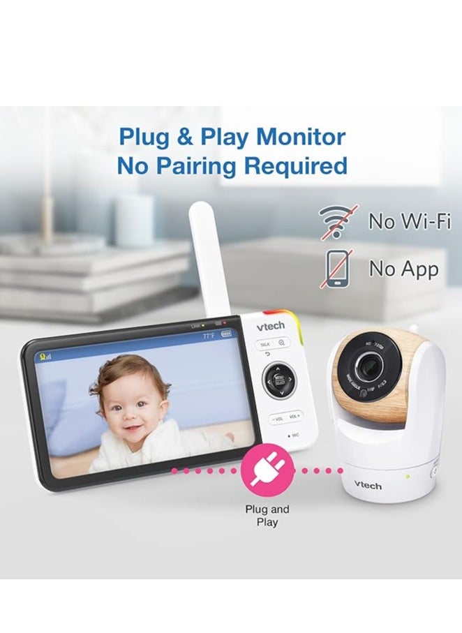 vtech - VTech [Upgraded] VM919HD Video Monitor with Battery Support 15-hr Video Streaming, 7" 720p HD Display,360 Panoramic Viewing, 110 Wide-Angle View,HD Night Vision,Up to 1000ft Range,Secured Transmission - Image 1