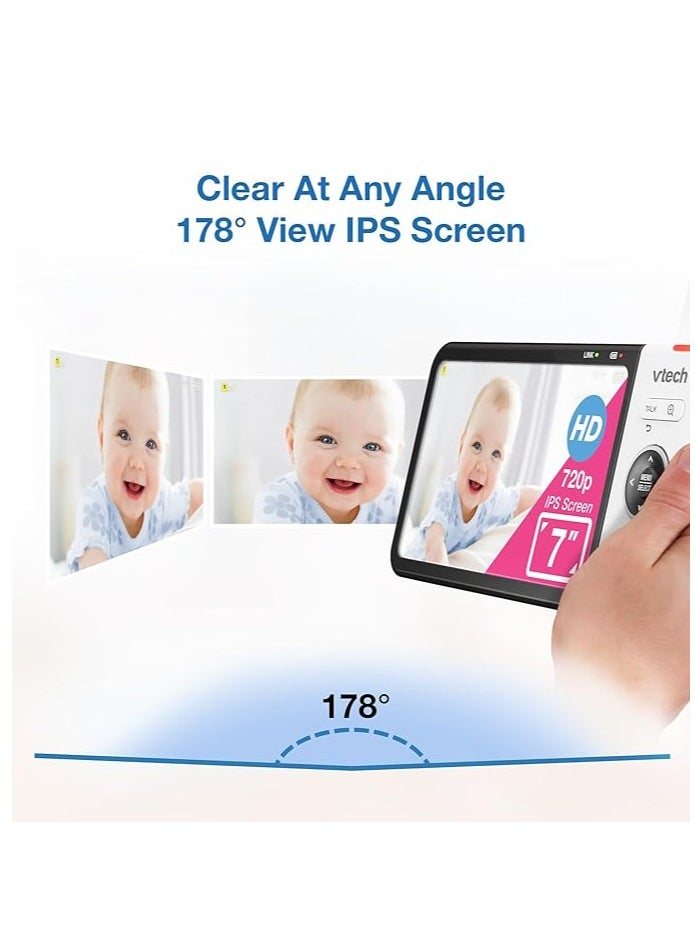 vtech - VTech [Upgraded] VM919HD Video Monitor with Battery Support 15-hr Video Streaming, 7" 720p HD Display,360 Panoramic Viewing, 110 Wide-Angle View,HD Night Vision,Up to 1000ft Range,Secured Transmission - Image 1