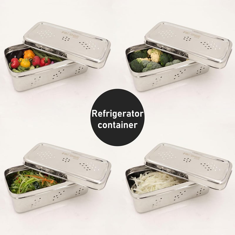 Spillbox Stainless Steel Fridge Box with HolesStorage BoxKeep Fresh Box for Coriander VegetablesCurry LeavesFruitsFridge OrganizerFridge Container Kitchenware185cm85cmFridge Box - Image 4