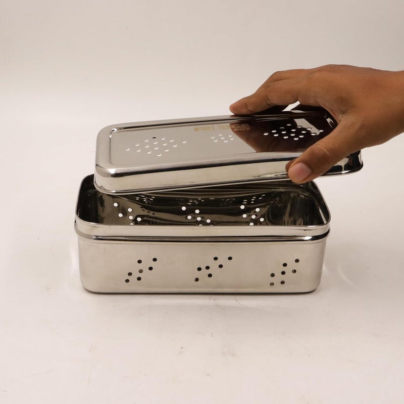 Spillbox Stainless Steel Fridge Box with HolesStorage BoxKeep Fresh Box for Coriander VegetablesCurry LeavesFruitsFridge OrganizerFridge Container Kitchenware185cm85cmFridge Box - Image 2