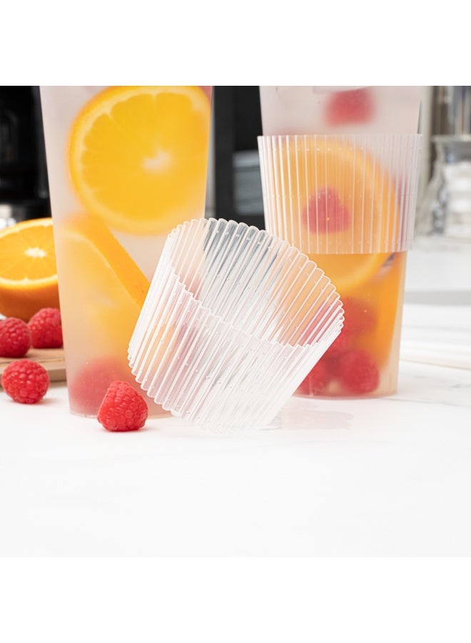 Restaurantware SLEEVES ONLY: Bev Tek Coffee Cup Sleeves, 1000 Ripple Design Hot Cup Sleeves - Fits 12-, 16-, & 24-OZ Cups, Disposable, Clear Plastic Cold Cup Sleeves, For Hot & Cold Drinks  - Image 3