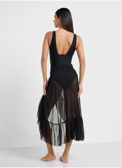 ELLA Plunge Neck Swimsuit With 3D Floral & Beach Sarong  - Image 2