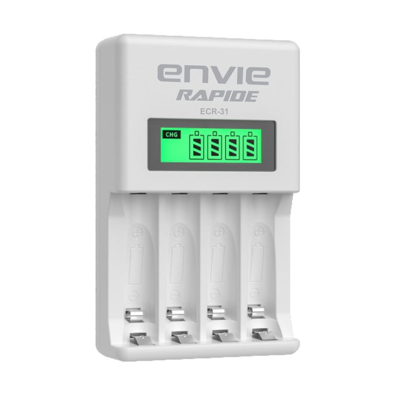 ENVIE® (ECR 31) Rapide Ultra Fast Charger for Rechargeable Batteries AA & AAA Ni-mh, with LCD Display, Smart Charge Control System - Image 5