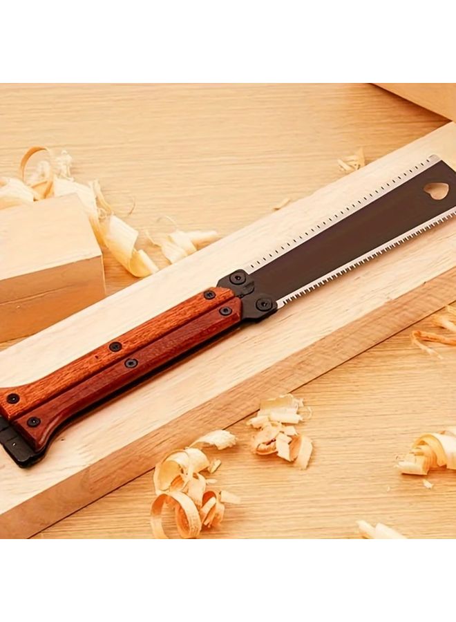 Black And Silvery Double Spelled Butterfly Folding Pocket Saw Wooden Handle 31Cm Blade - Image 3