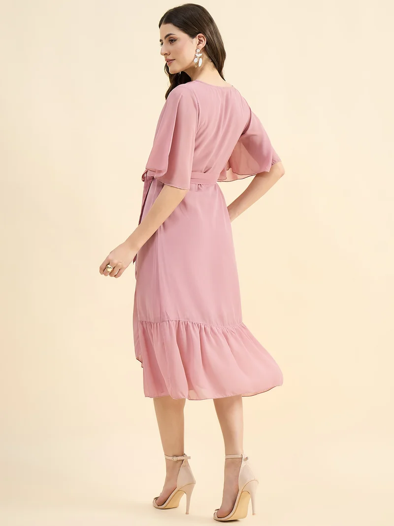 Panit PANIT Rose Gold Wrap Calf Length Dress