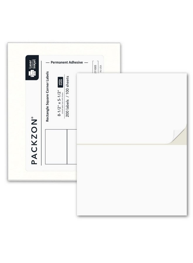 PACKZON Shipping Labels With Self Adhesive, Square Corner, For Laser & Inkjet Printers, 8.5 X 5.5 Inches, White, Pack Of 200 Label - Image 1