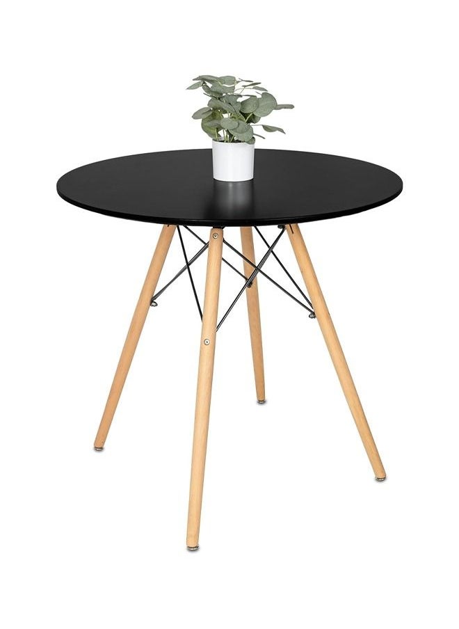 Taimi - Black Round Dining Table 80CM Modern Pedestal Small Circle Room Table Leisure Tea Coffee Kitchen Table - Image 1
