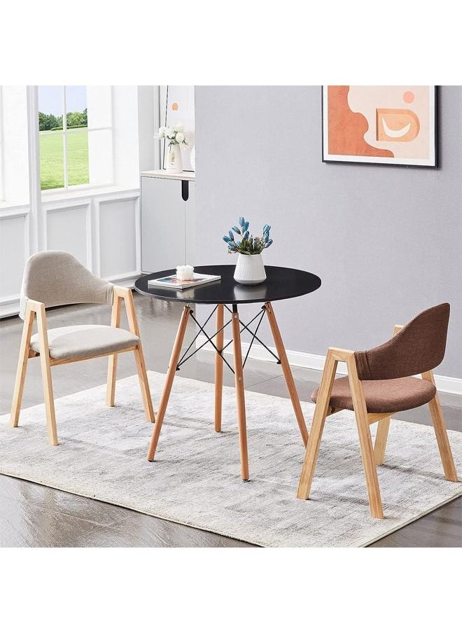 Taimi - Black Round Dining Table 80CM Modern Pedestal Small Circle Room Table Leisure Tea Coffee Kitchen Table - Image 1