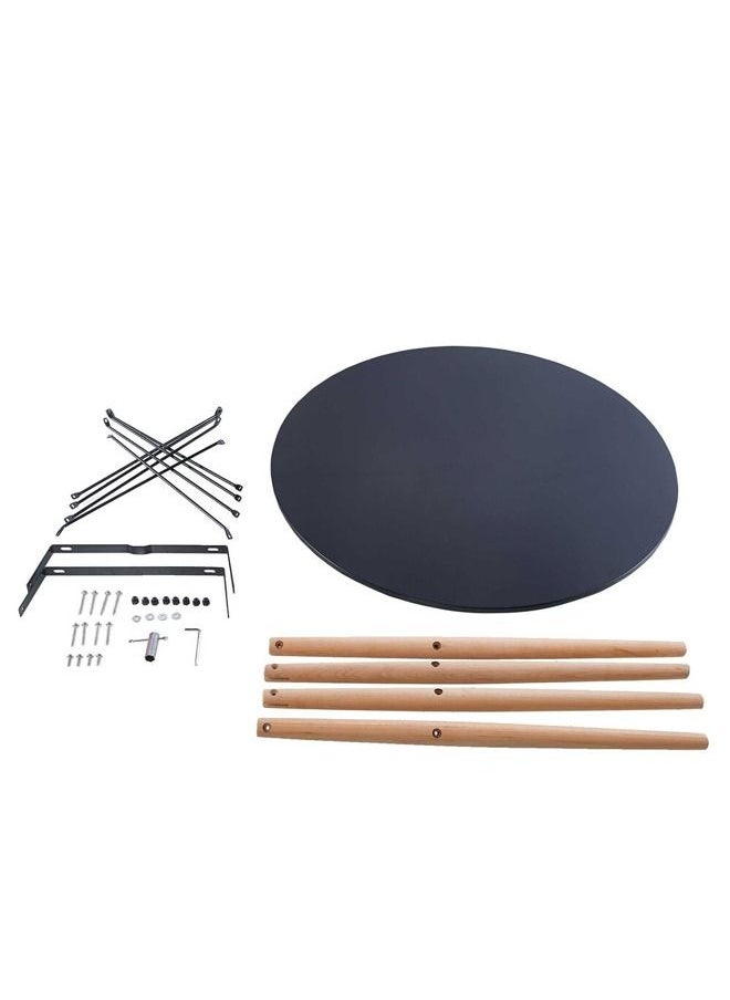 Taimi - Black Round Dining Table 80CM Modern Pedestal Small Circle Room Table Leisure Tea Coffee Kitchen Table - Image 1