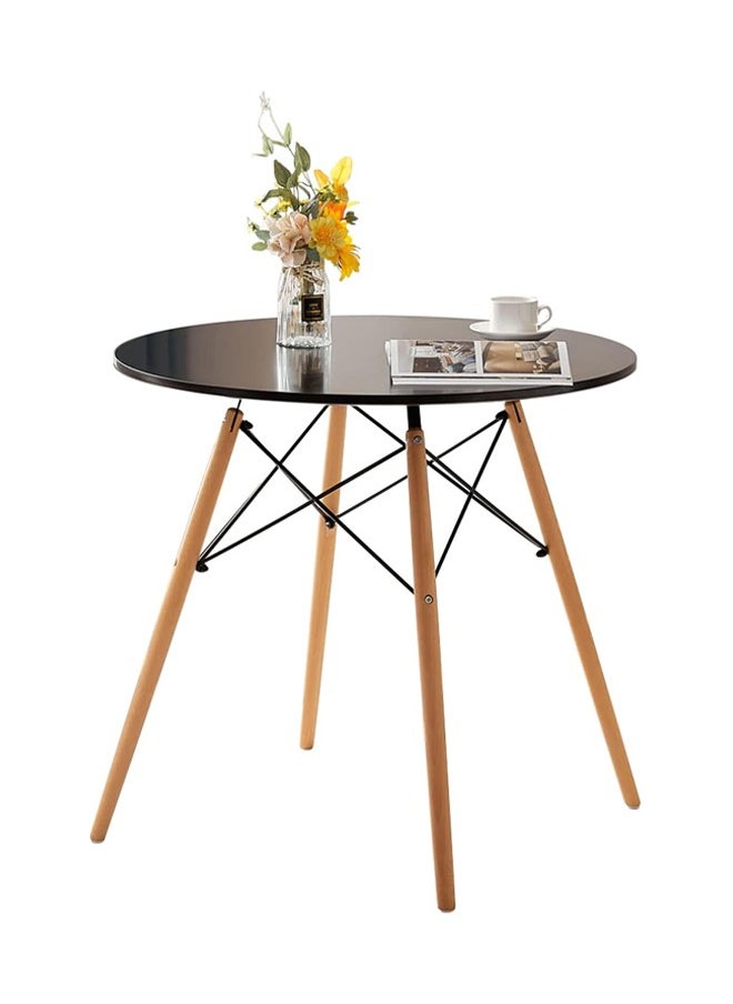 Taimi - Black Round Dining Table 80CM Modern Pedestal Small Circle Room Table Leisure Tea Coffee Kitchen Table - Image 1