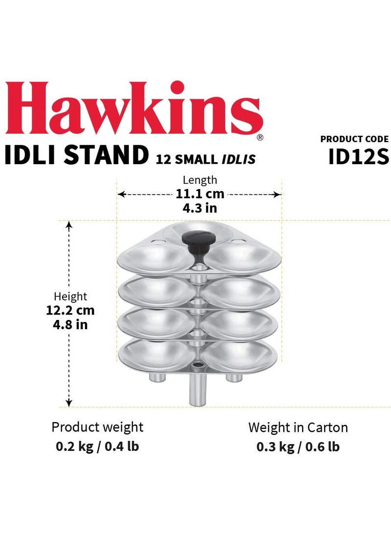 Hawkins Mini Idli Stand - 12 Mini Idlis, (for 3 Litre and Bigger Pressure Cooker), Silver (ID12S),Aluminium - Image 2